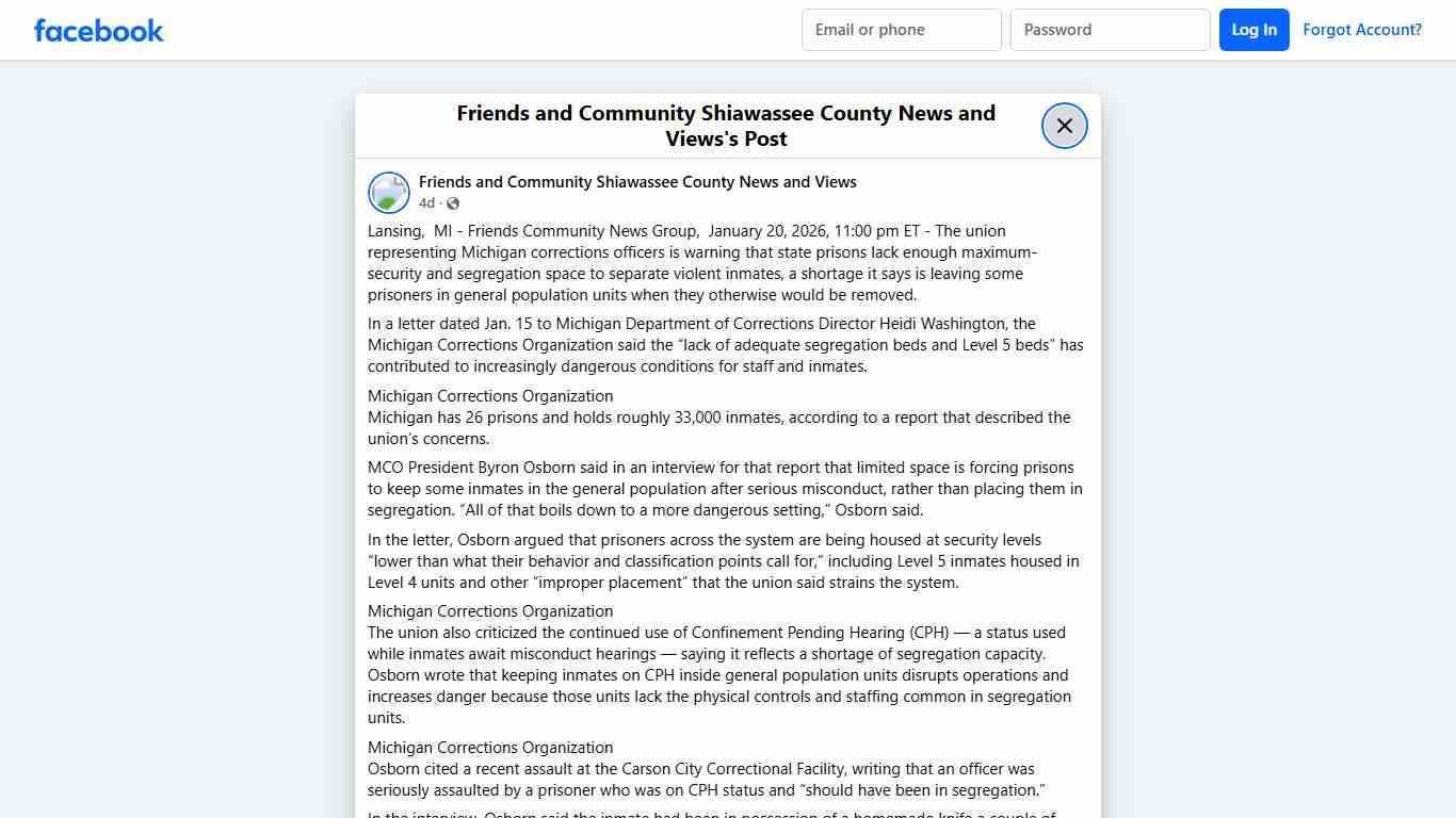 La... - Friends and Community Shiawassee County News and Views Facebook